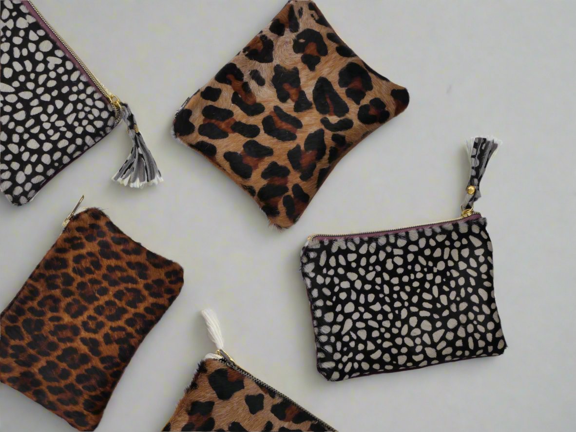 The Longleat Pouch - cheetah white and black spot print