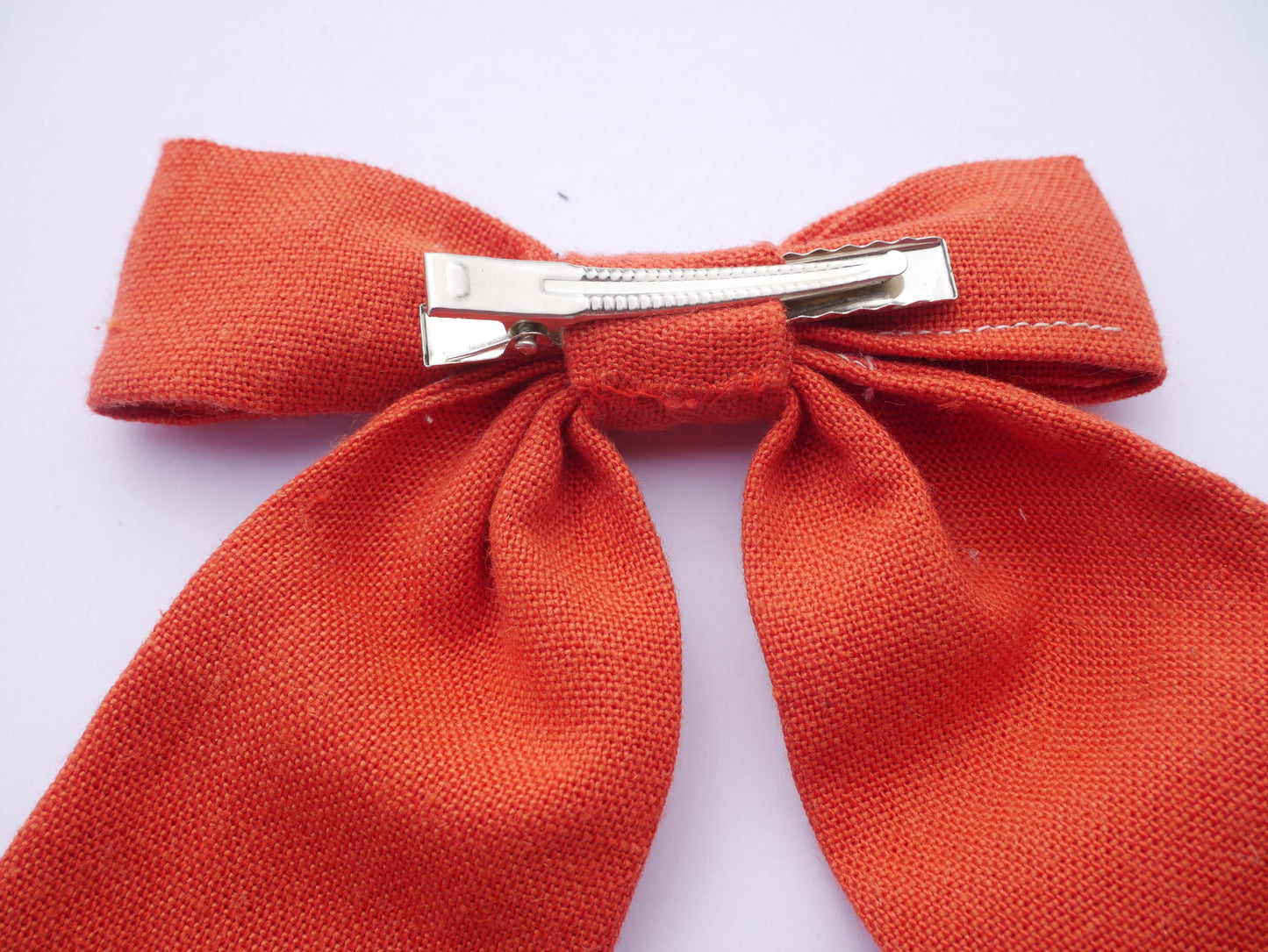 Orange linen hair bow