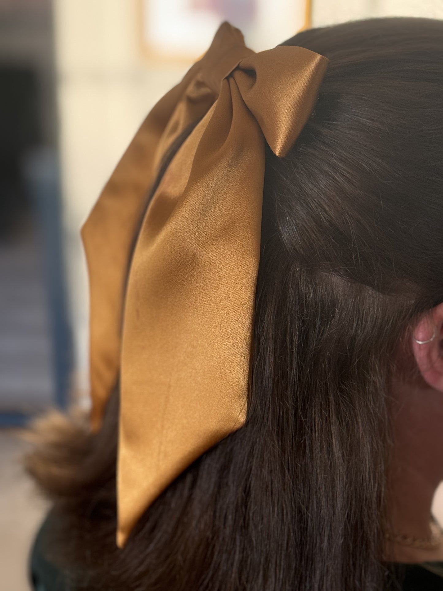 Gold silk hair bow