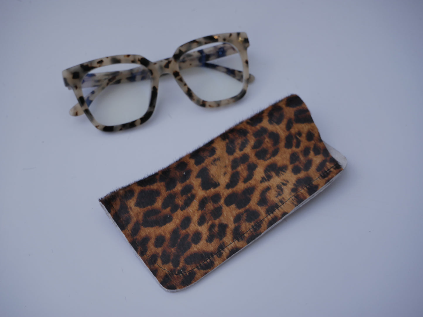 The Longleat Glasses Case - hair on hide animal print