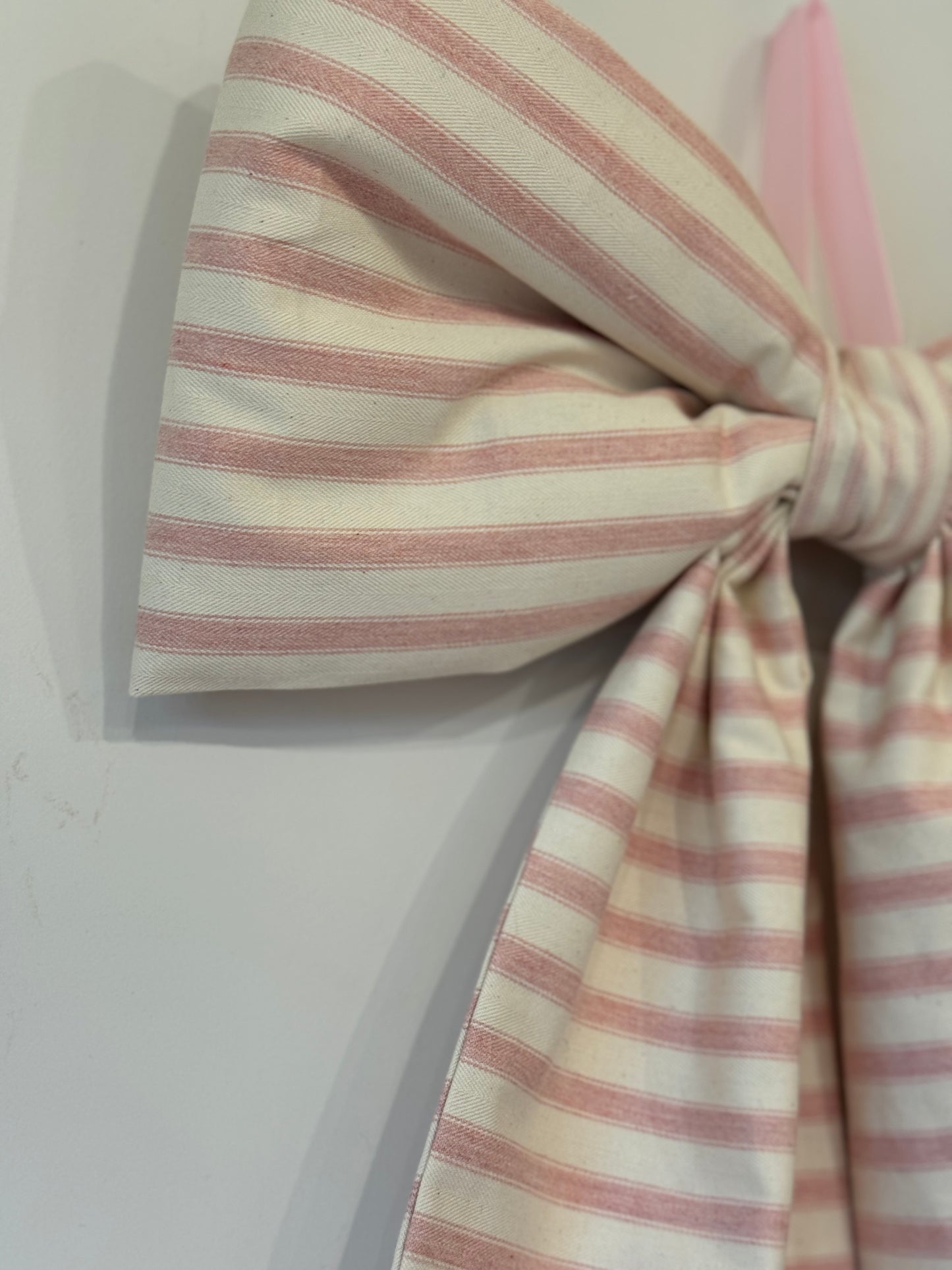 Large Luxury Decorative Bow - pink ticking